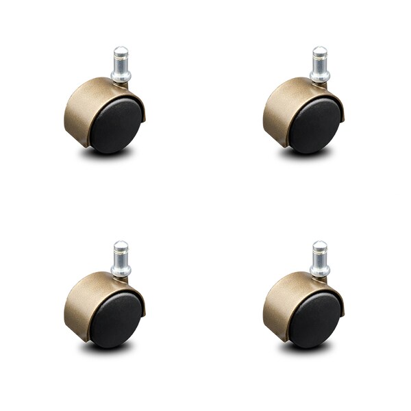 2 Inch Antique Brass Hooded Nylon Twin Wheel Grip Ring Chair Casters SCC, 4PK